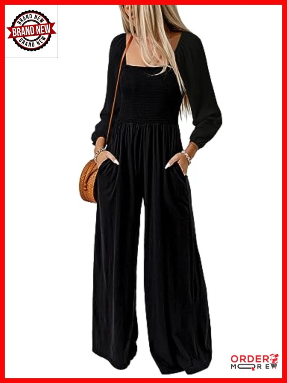 Dokotoo Women's Long Sleeve Wide Leg Jumpsuit One Piece Romper with Pockets